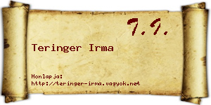 Teringer Irma névjegykártya